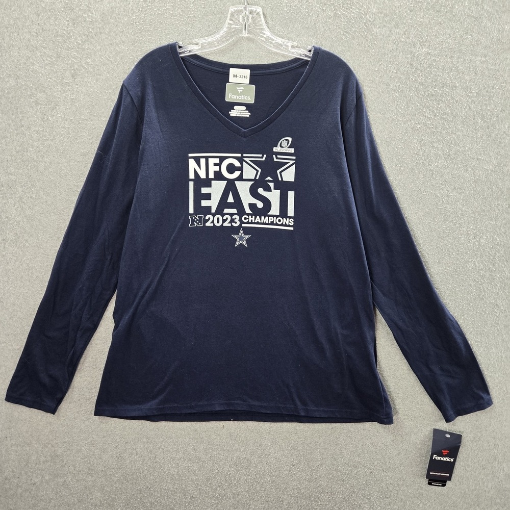Dallas Cowboys Women Shirt XL‎ Navy Activewear Logo Fanatics V-Neck Pullover NWT